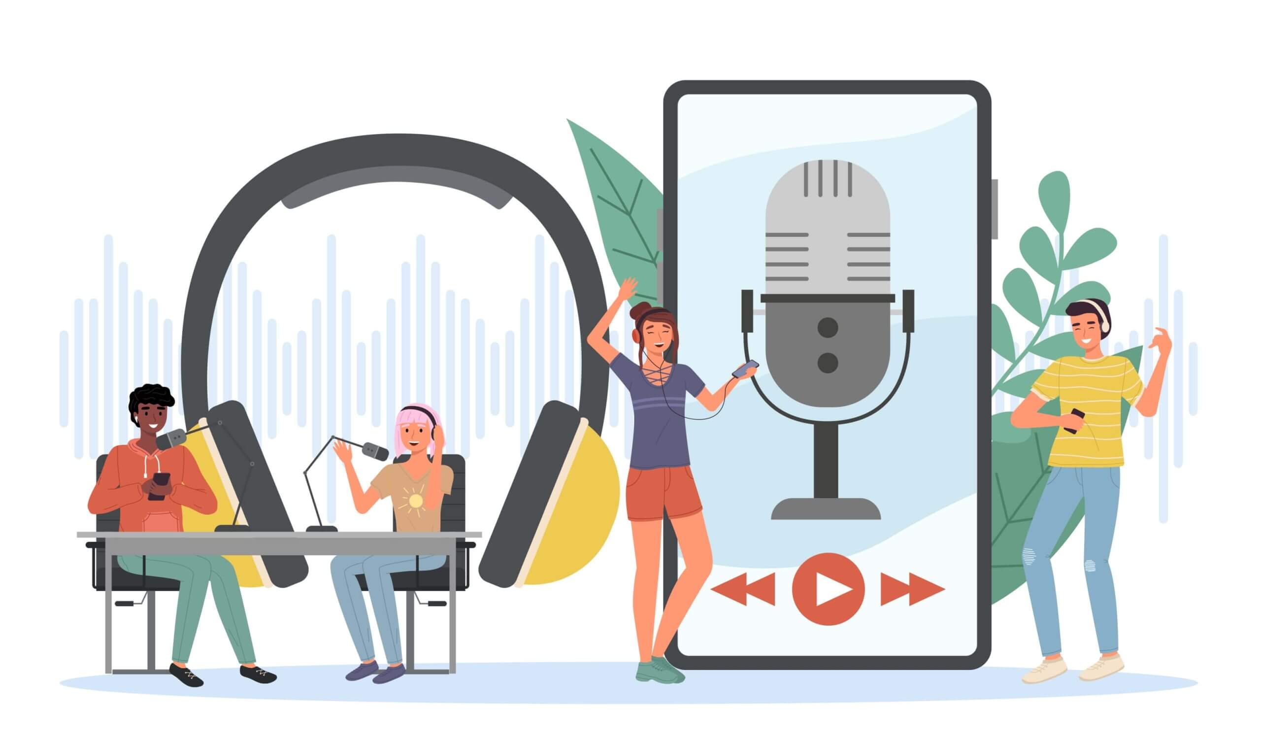 persone ascoltano podcast per international podcast day