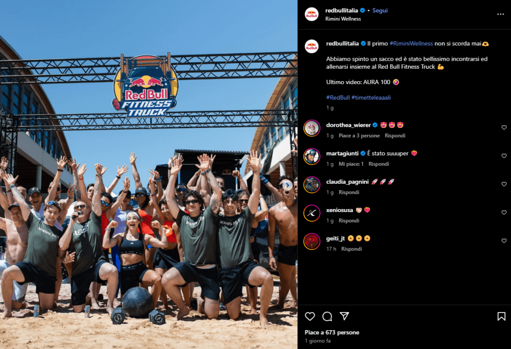 screenshot carosello instagram di red bull di recap dell'evento al rimini wellness