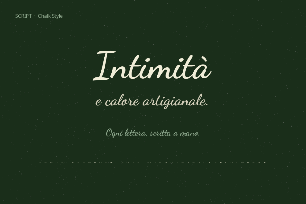 esempio di font script chalk style che trasmette intimità e calore artifianale