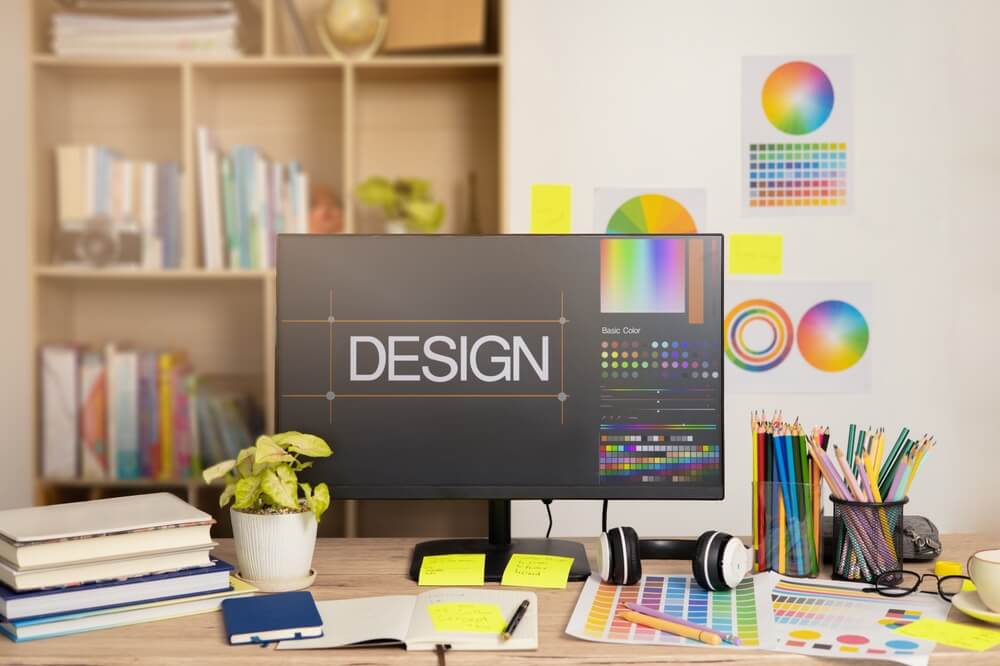 shutterstock_2388693409 scrivania graphic designer per rappresentare i lavori di paula scher